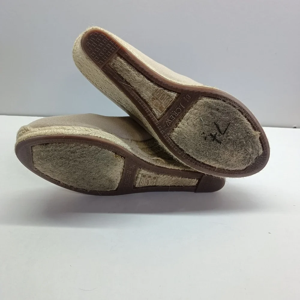 J Crew Women's Size 8.5 Canvas Espadrille‎ Wedge Heels Shoes Beige